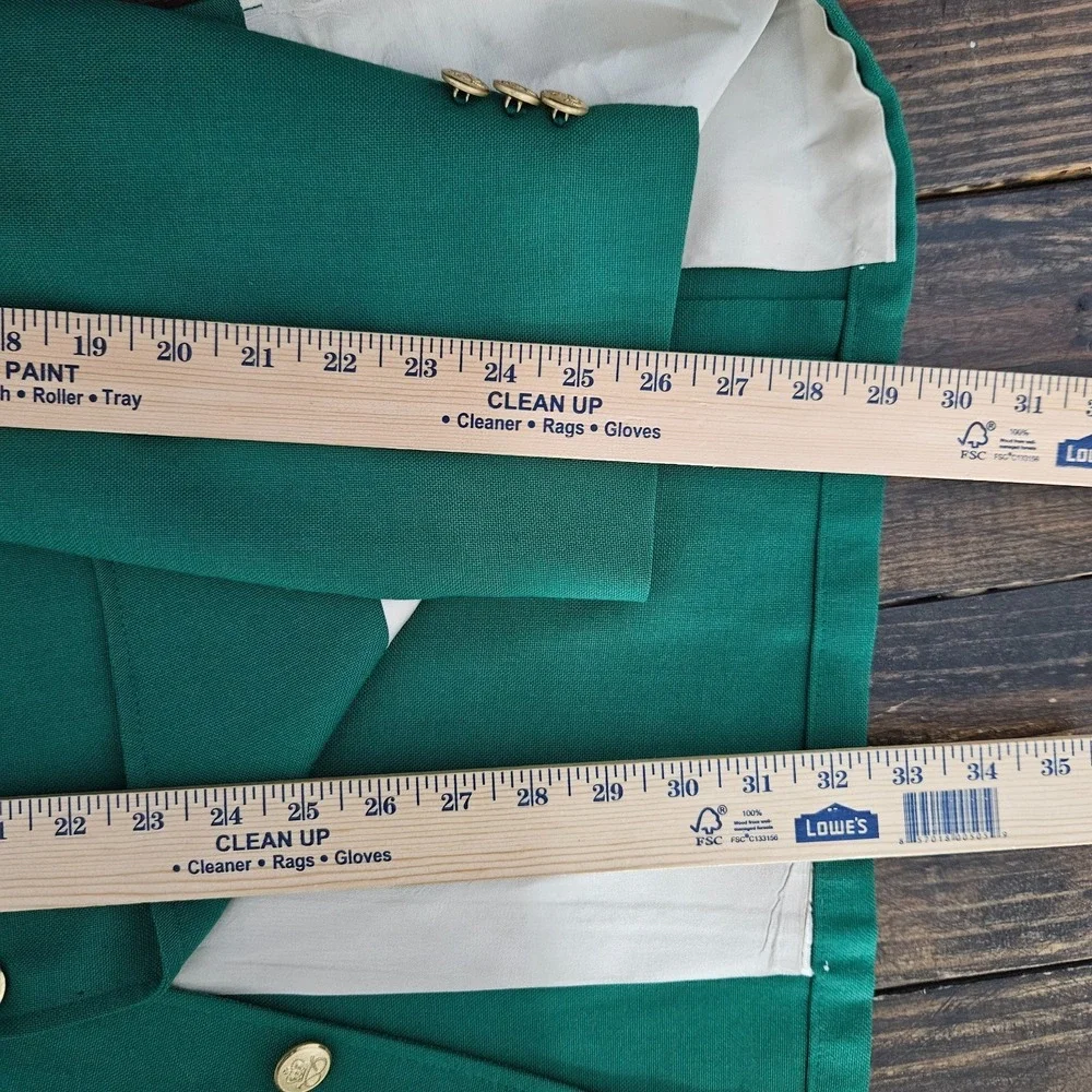 Stafford Men's Sport Coat Blazer Two Button Solid Green Poly Wool Size 46L
